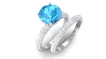 3.75 CT Swiss Blue Topaz and Moissanite Wedding Ring Set