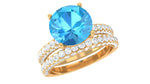 3.75 CT Swiss Blue Topaz and Moissanite Wedding Ring Set