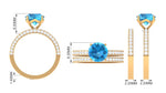 3.75 CT Swiss Blue Topaz and Moissanite Wedding Ring Set