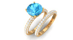 3.75 CT Swiss Blue Topaz and Moissanite Wedding Ring Set