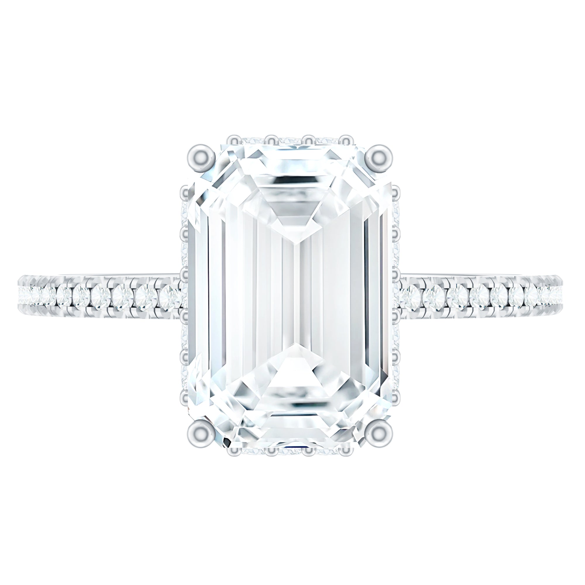 6X8 MM Certified Moissanite Emerald Cut Engagement Ring For Women