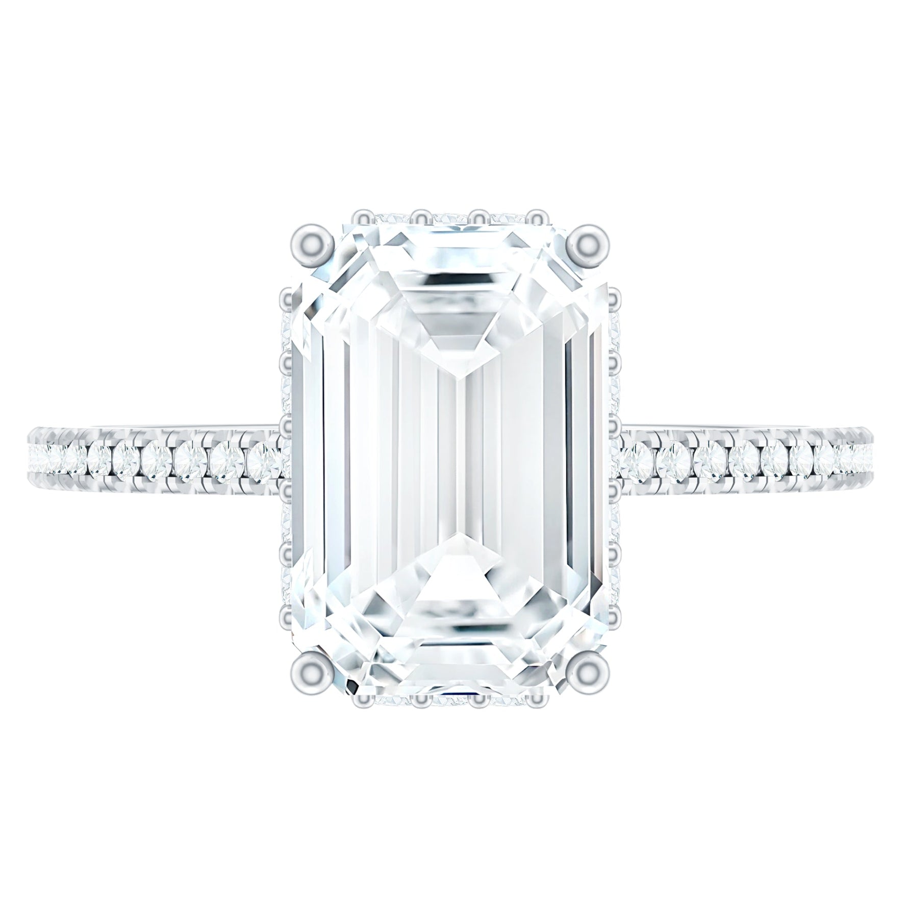 6X8 MM Certified Moissanite Emerald Cut Engagement Ring For Women