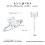 6X8 MM Certified Moissanite Emerald Cut Engagement Ring For Women