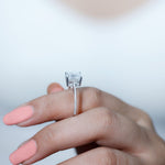 6X8 MM Certified Moissanite Emerald Cut Engagement Ring For Women