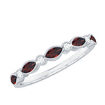 Marquise Cut Real Garnet Eternity Ring with Moissanite