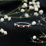 Marquise Cut Real Garnet Eternity Ring with Moissanite