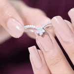 1/4 CT Moissanite Chevron Wedding Ring Enhancer for Women