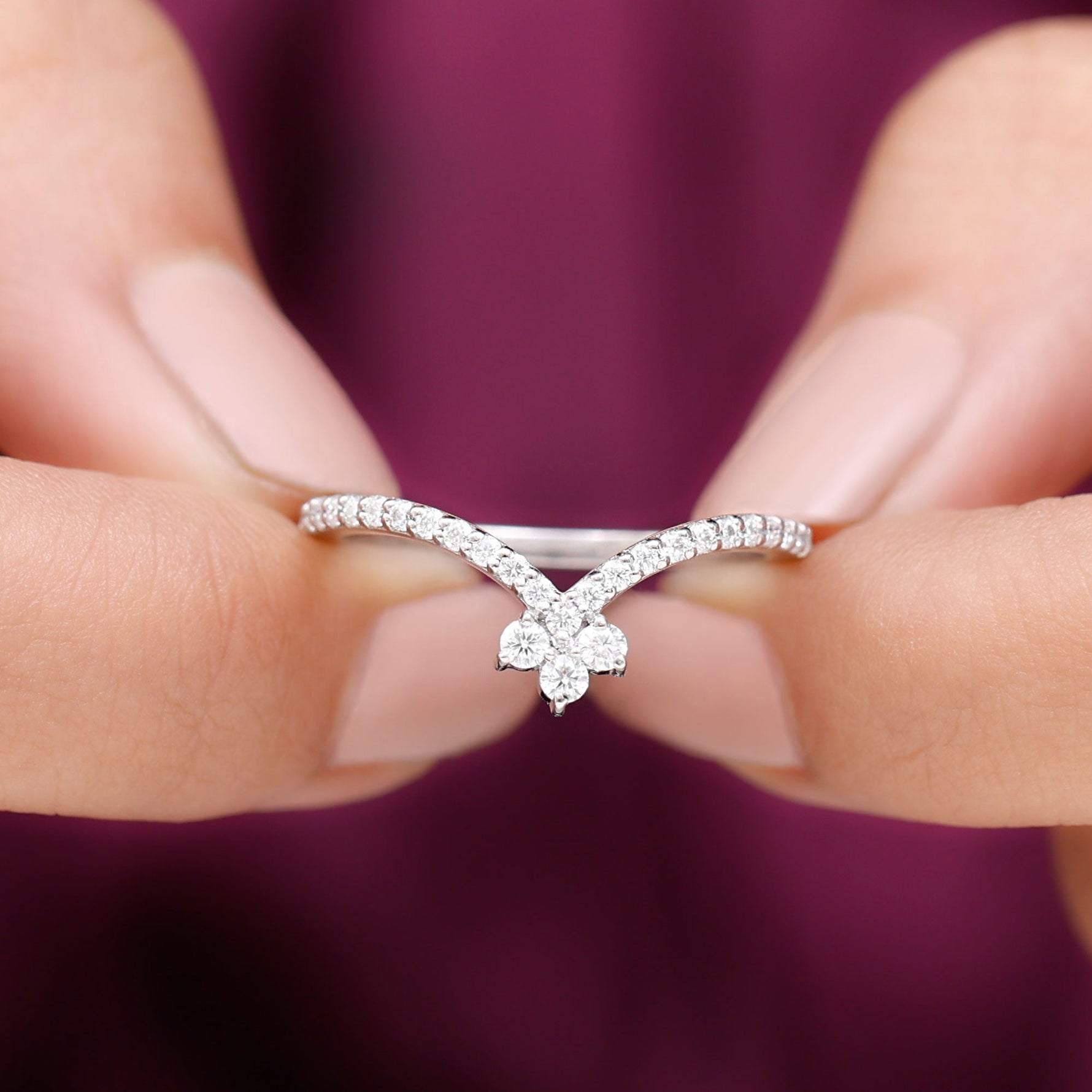 1/4 CT Moissanite Chevron Wedding Ring Enhancer for Women