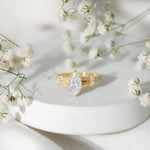 Certified Moissanite Marquise Engagement Ring with Split Shank