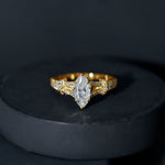 Certified Moissanite Marquise Engagement Ring with Split Shank
