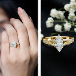 Certified Moissanite Marquise Engagement Ring with Split Shank