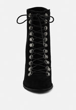 Goose-Feather Antique High Heeled Ankle Boot