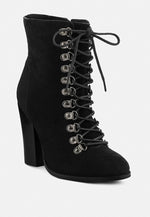 Goose-Feather Antique High Heeled Ankle Boot