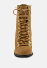 Goose-Feather Antique High Heeled Ankle Boot