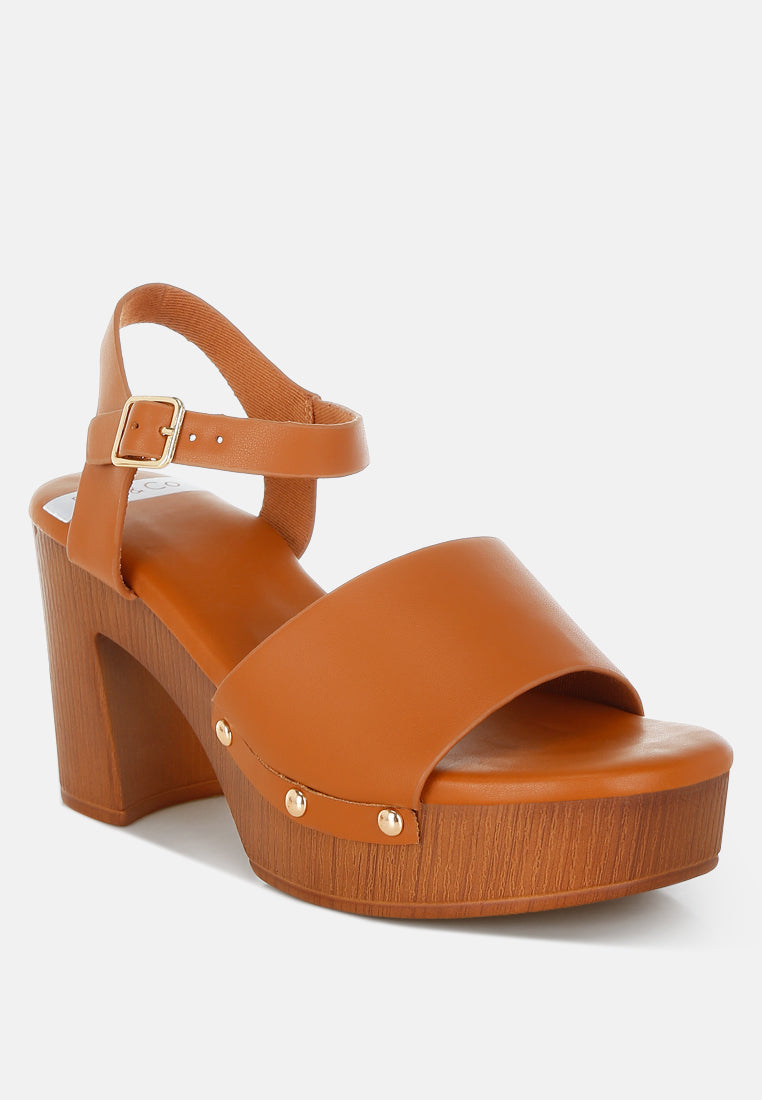 Sawor Recycled Leather High Block Sandals