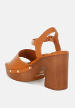 Sawor Recycled Leather High Block Sandals