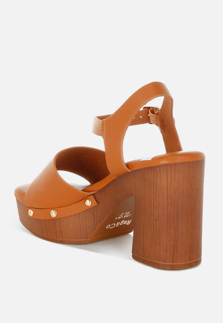 Sawor Recycled Leather High Block Sandals