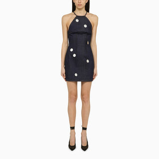 Blue denim mini dress with mirrors - By Baano
