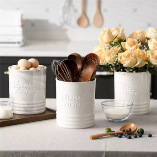 White Utensil Crock
