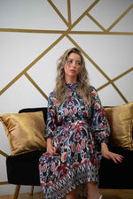 Regal Paisley Print Midi Dress