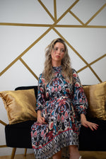 Regal Paisley Print Midi Dress