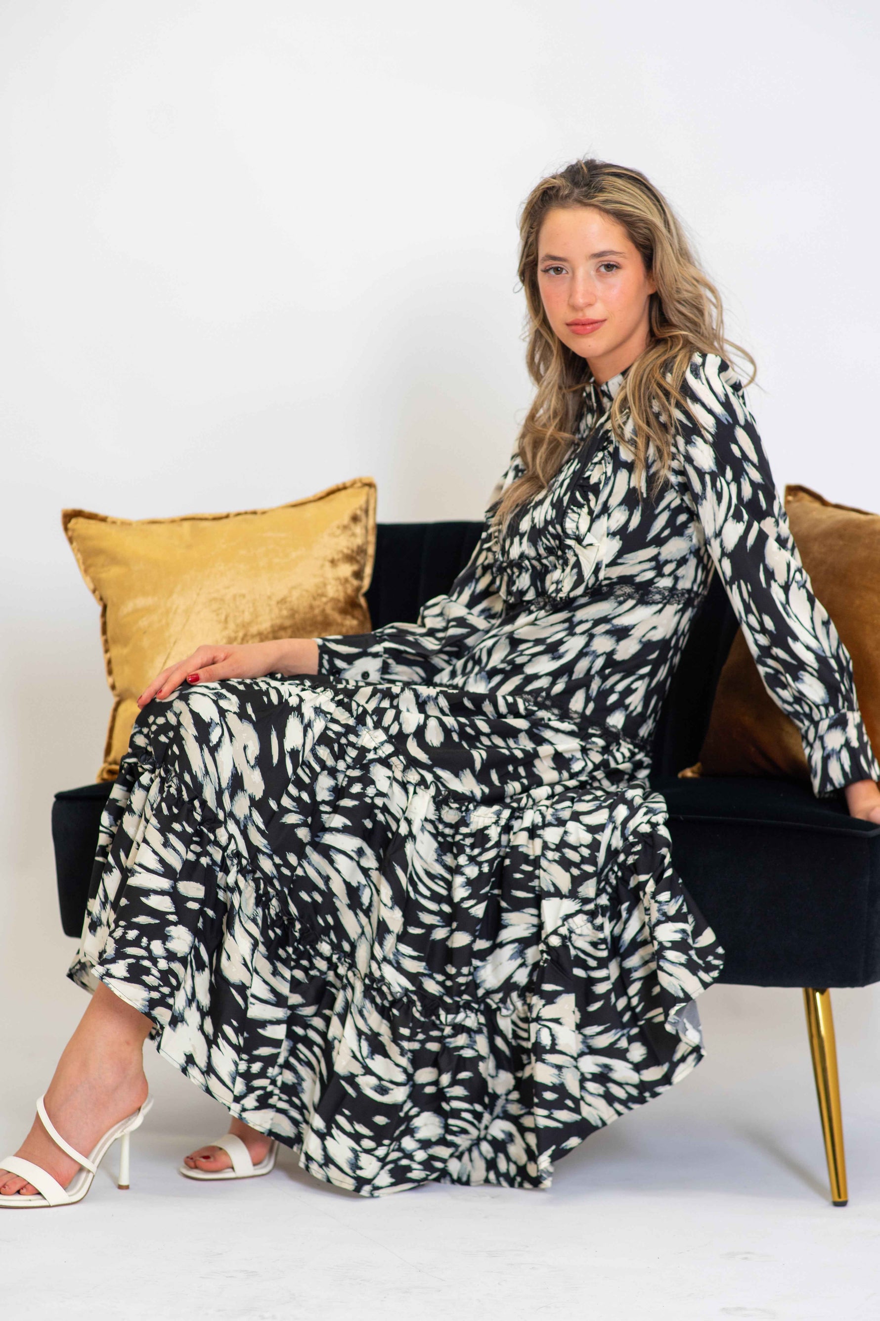 Black Orchid Tiered Skirt Midi Dress