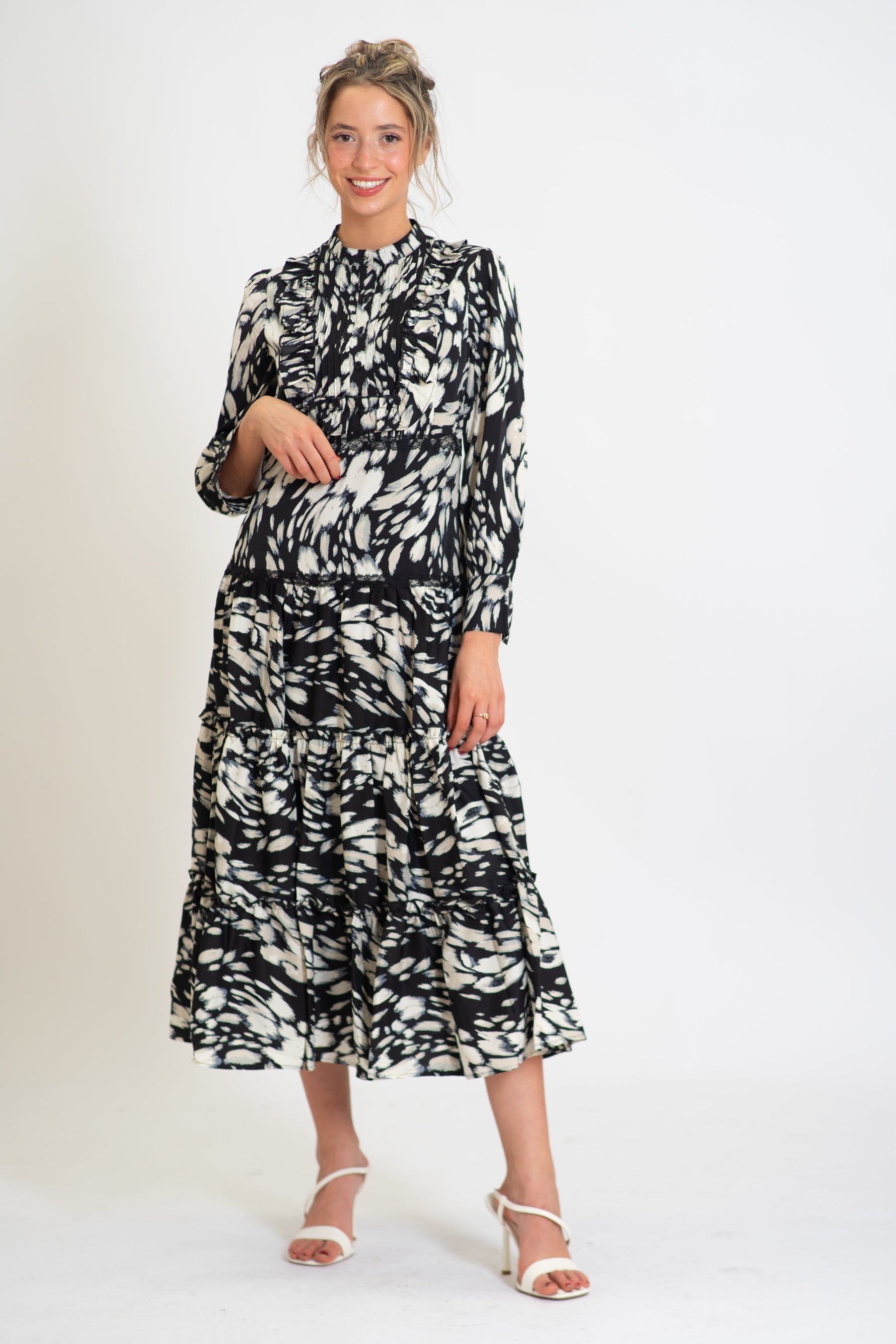 Black Orchid Tiered Skirt Midi Dress