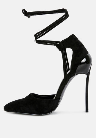 Rule Breaker Lace Up Stiletto Heel Suede Sandals