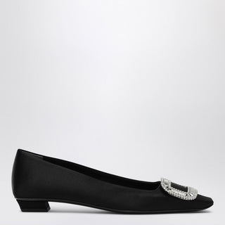 Belle Vivier Black Satin Ballerina - By Baano