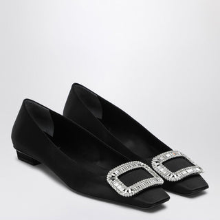 Belle Vivier Black Satin Ballerina - By Baano