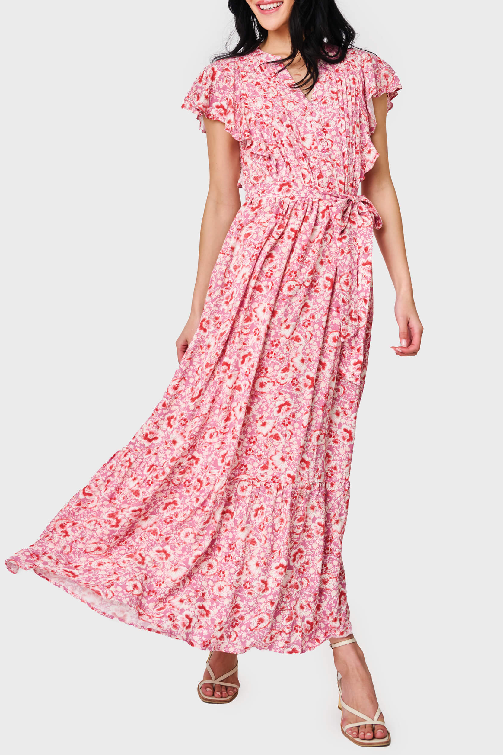 The Grace Flutter Sleeve Midi Dress - By Baano