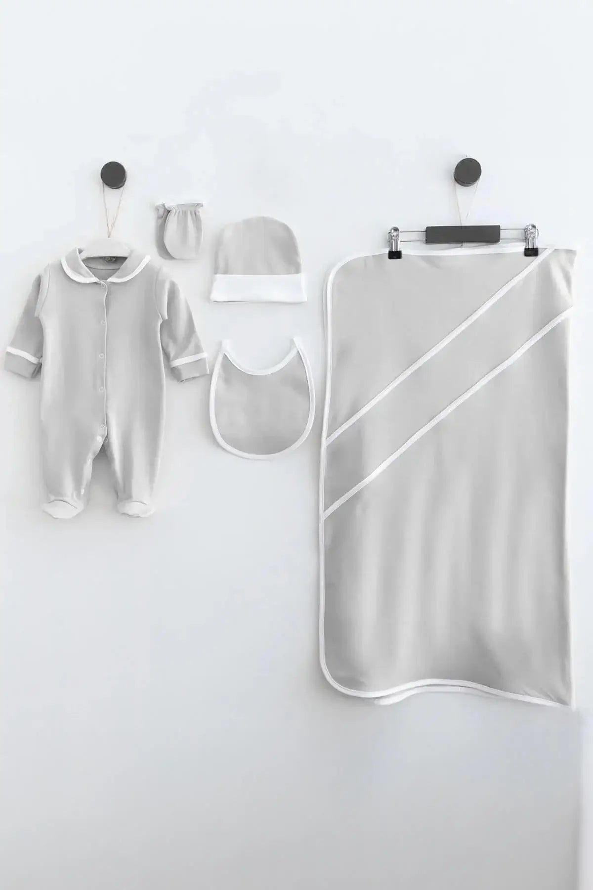 Ramsey Gray Newborn Coming Home Set (5 pcs) - By Baano