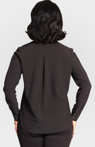 Resort Vee  Popover Shirt - Black