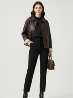 Retro PU Leather Jacket For Women, Brooklyn Heights, BYMANYC New York.