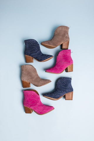 Twilight Studded Heeled Ankle Boot in Taupe - By Baano