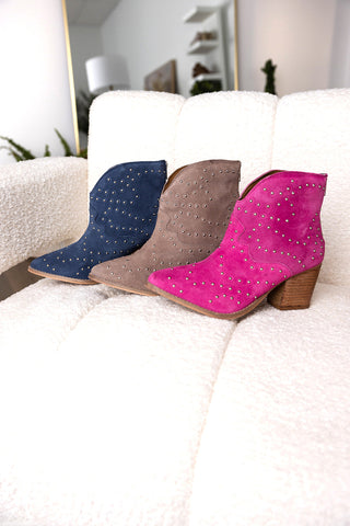 Twilight Studded Heeled Ankle Boot in Taupe - By Baano