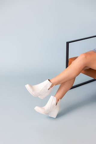 Tarim Booties in White Croc - By Baano