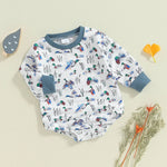 Baby Boys Fall Bodysuit Duck Print Long Sleeve Crewneck Jumpsuit Fall Spring
