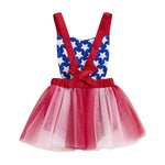 Baby Girls Romper Dress Sleeveless Tank Stars USA Flag Heart Tulle Patchwork Party Bodysuit Tutu Summer 4th of July Clothing