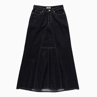 Long Denim Skirt Dark Blue