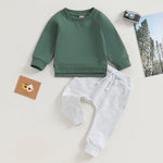 Baby Toddler Boy Girl 2Pcs Outfit Long Sleeve Crewneck Pullover Top Jogger Pant Set
