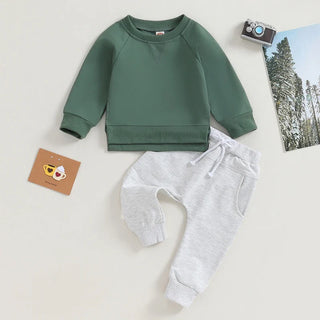 Baby Toddler Boy Girl 2Pcs Outfit Long Sleeve Crewneck Pullover Top Jogger Pant Set