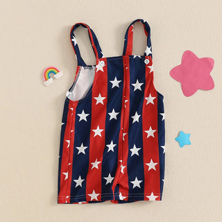 Baby Boys Girls 4th of July Romper Stars and Stripes Pattern Infant Overalls Sleeveless Tank Jumpsuit