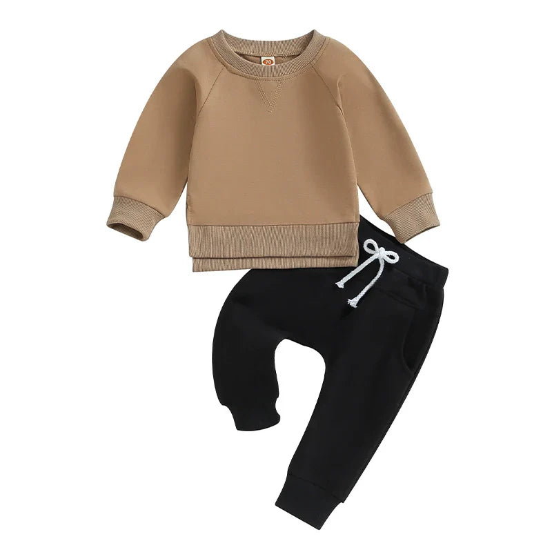 Baby Toddler Boy Girl 2Pcs Outfit Long Sleeve Crewneck Pullover Top Jogger Pant Set