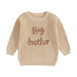 Toddler Kids Boys Sweaters Cotton Long Sleeve Letter Embroidery Big Brother Pullover Loose Knitwear Top