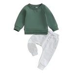 Baby Toddler Boy Girl 2Pcs Outfit Long Sleeve Crewneck Pullover Top Jogger Pant Set