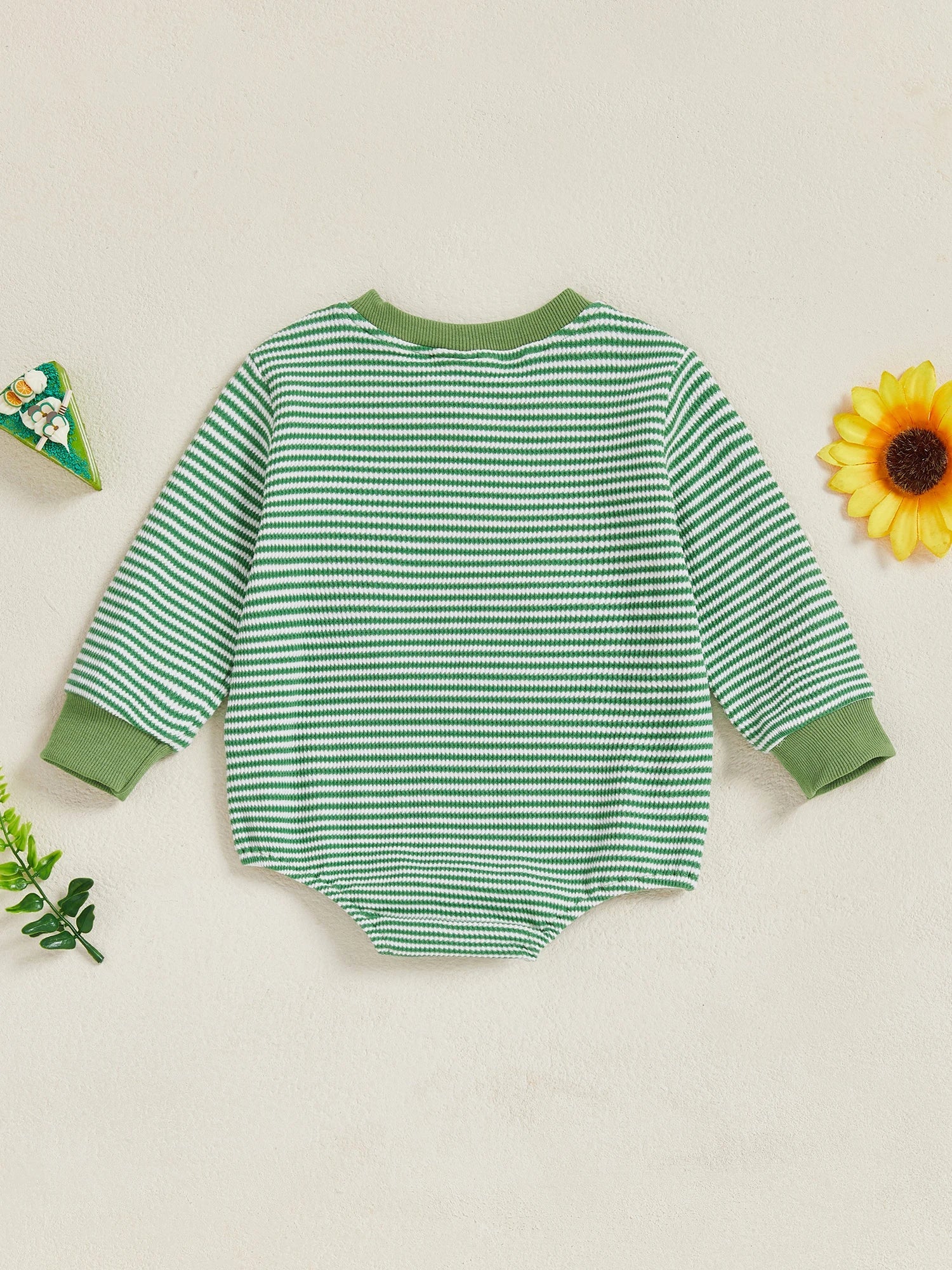 Baby Boy Fall Bubble Romper Casual Digger Tractor Embroidery Striped Long Sleeve Jumpsuit Infant Cute Outfit