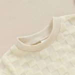 Baby Boys Girls Bodysuit Short Sleeve Crew Neck Checkerboard Summer Playsuit Romper