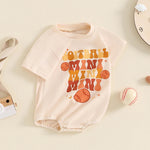 Baby Boys Girls Softball Mini Letter Baseball Print Romper Short Sleeve Round Neck Jumpsuit