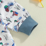 Baby Boys Fall Bodysuit Duck Print Long Sleeve Crewneck Jumpsuit Fall Spring